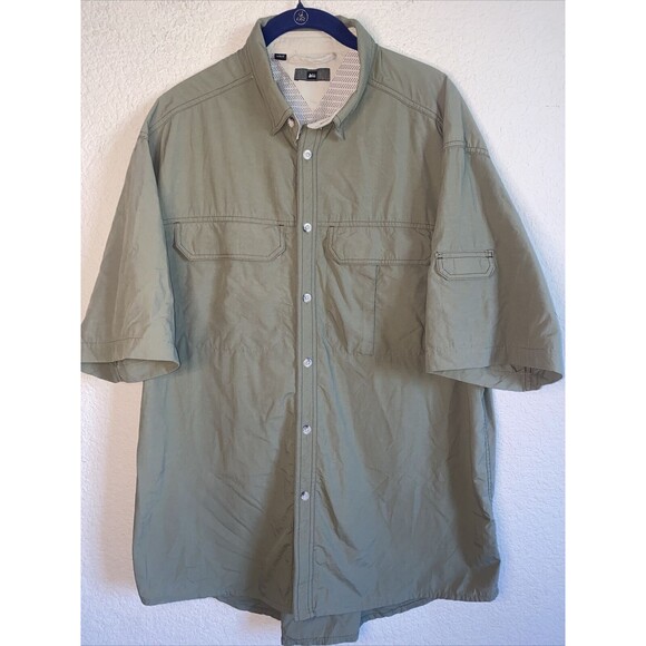 REI Outdoor Fishing Hiking Button Down Shirt UPF40 gorp men L green - Picture 1 of 10